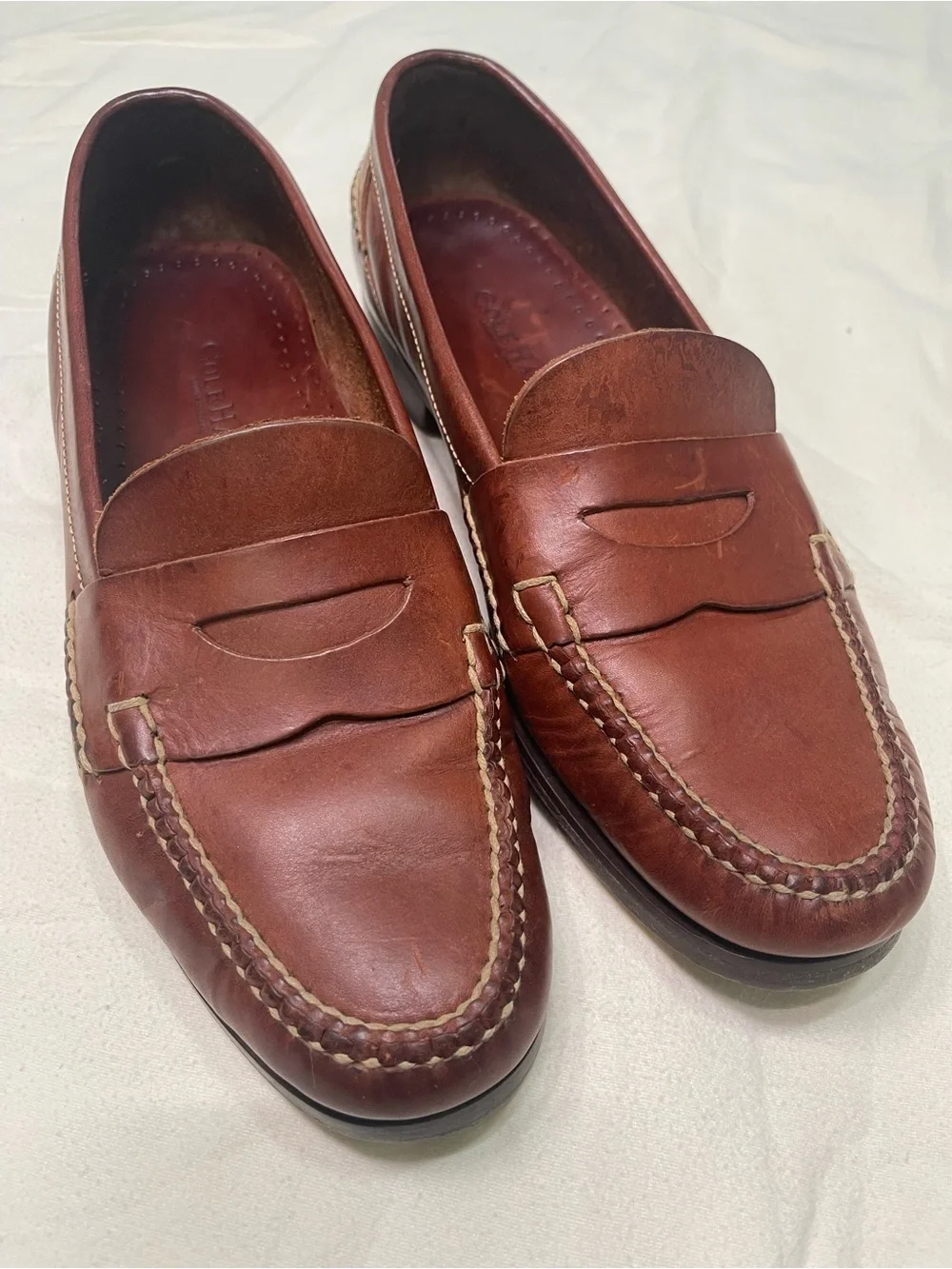 Cole Haan Men's Chestnut Brown Leather Penny Loafers